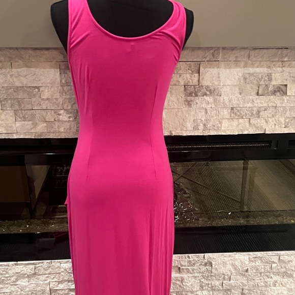 Tommy Bahama Bright pink sleeveless Asymmetrical maxi Dress size Small P - Picture 6 of 7